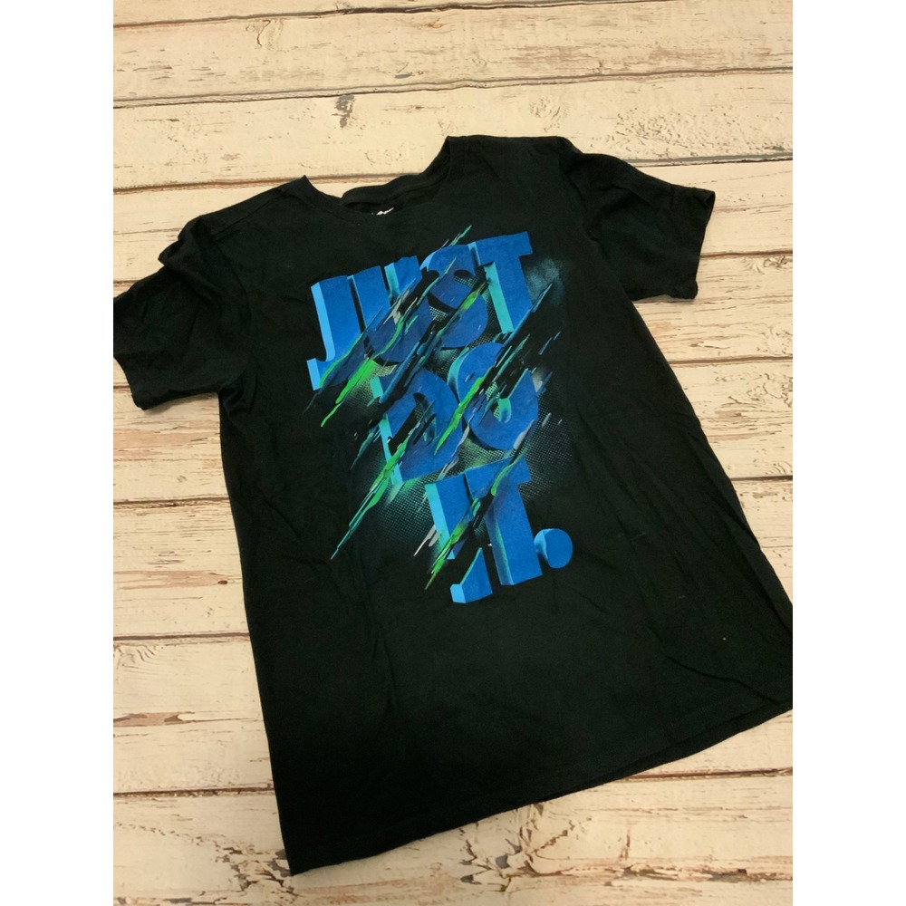 Nike Just Do It Graphic T-Shirt Mens Small Black Blue Green Athletic Cut Tee